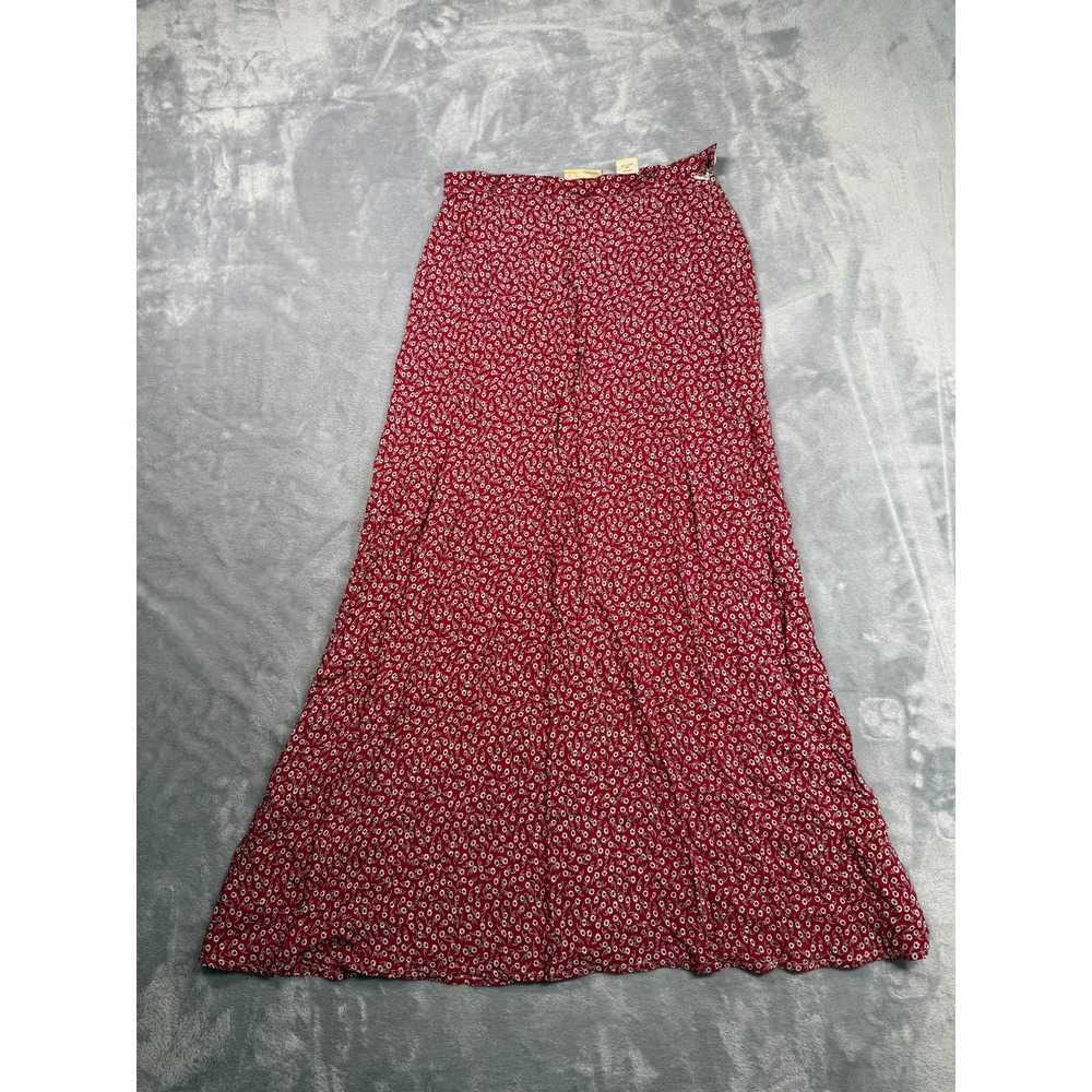 Limited America Maxi Skirt Womens 6 Red Ditsy Floral Print Modern Minimalist